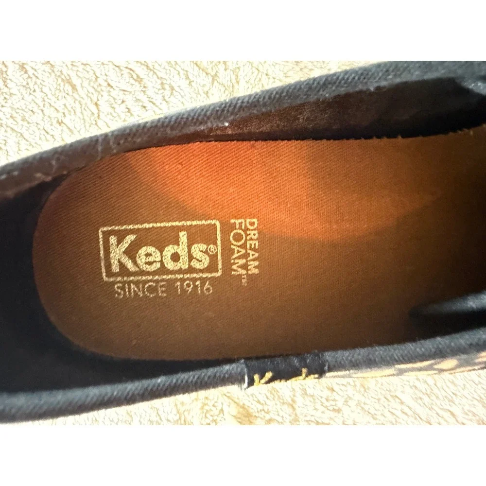 Keds Kickstart Leopard Print Black Canvas Sneakers WF63876 Womens 11